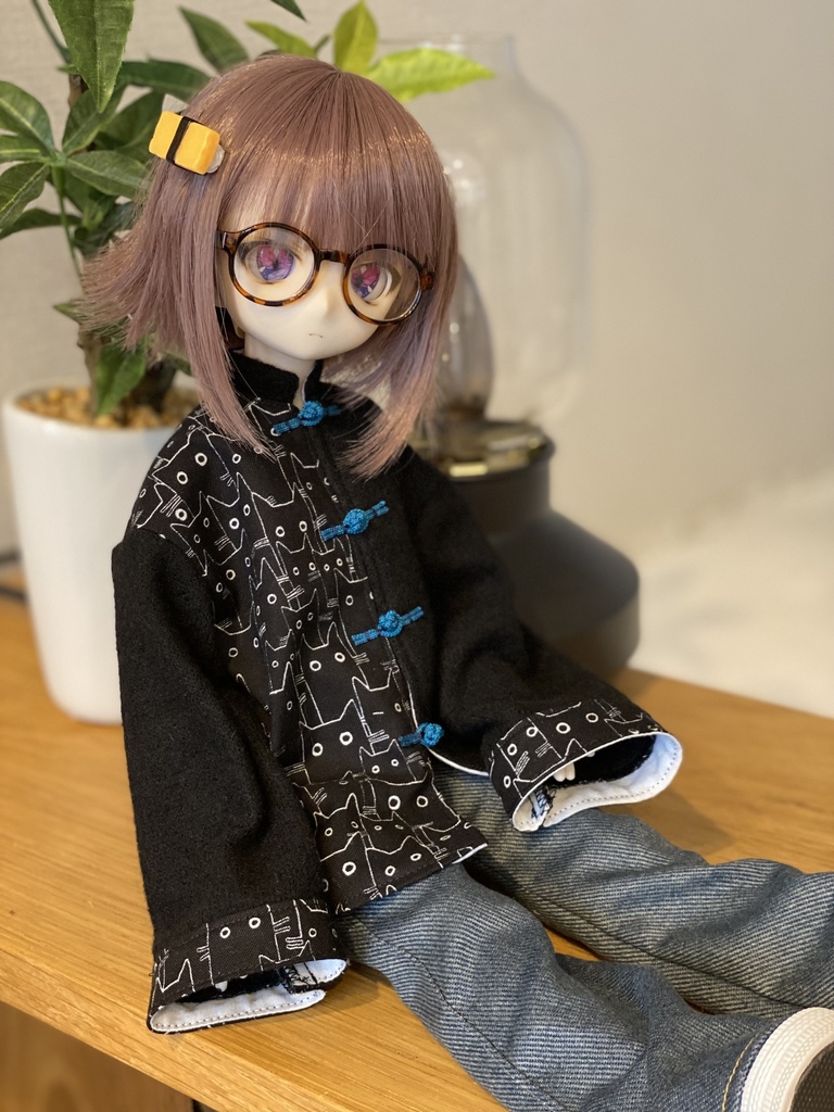 （青）ねこちチャイナシャツセット【MDD/SDM】
