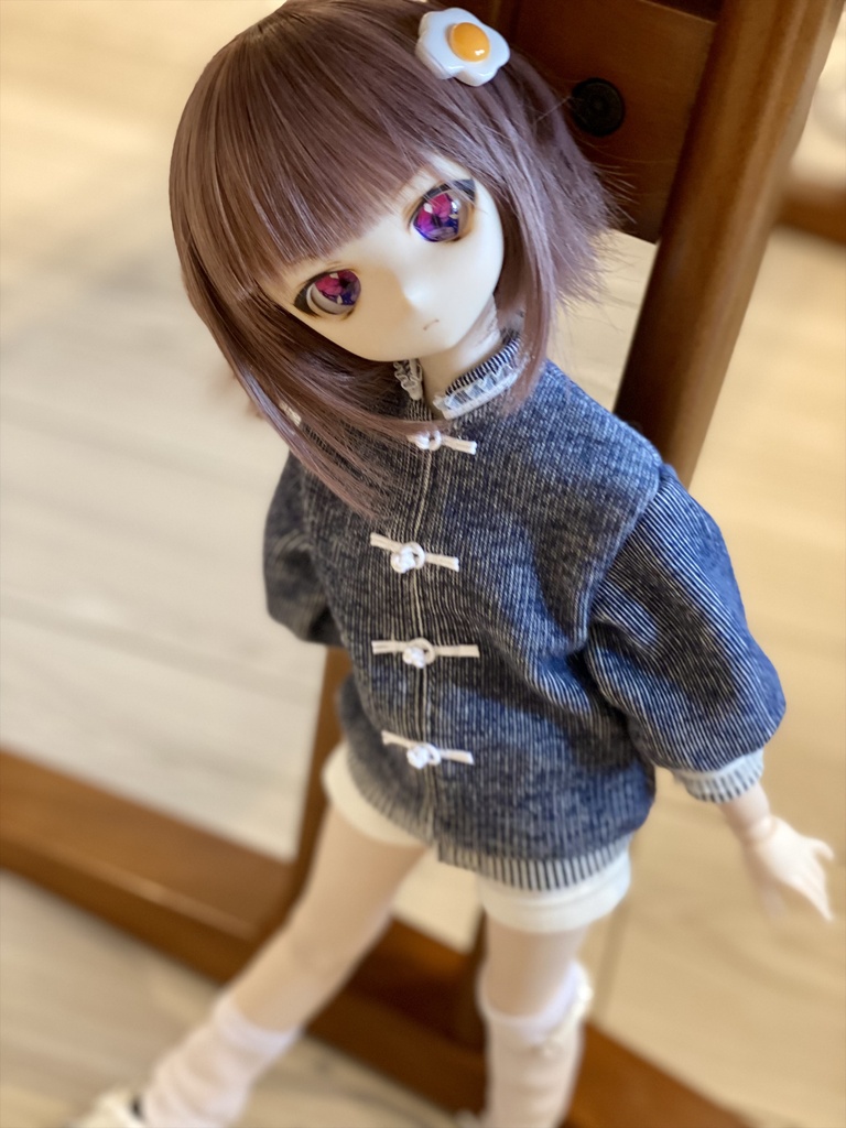 【デニム風ニット】チュニックチャイナセット【MDD/SDM】