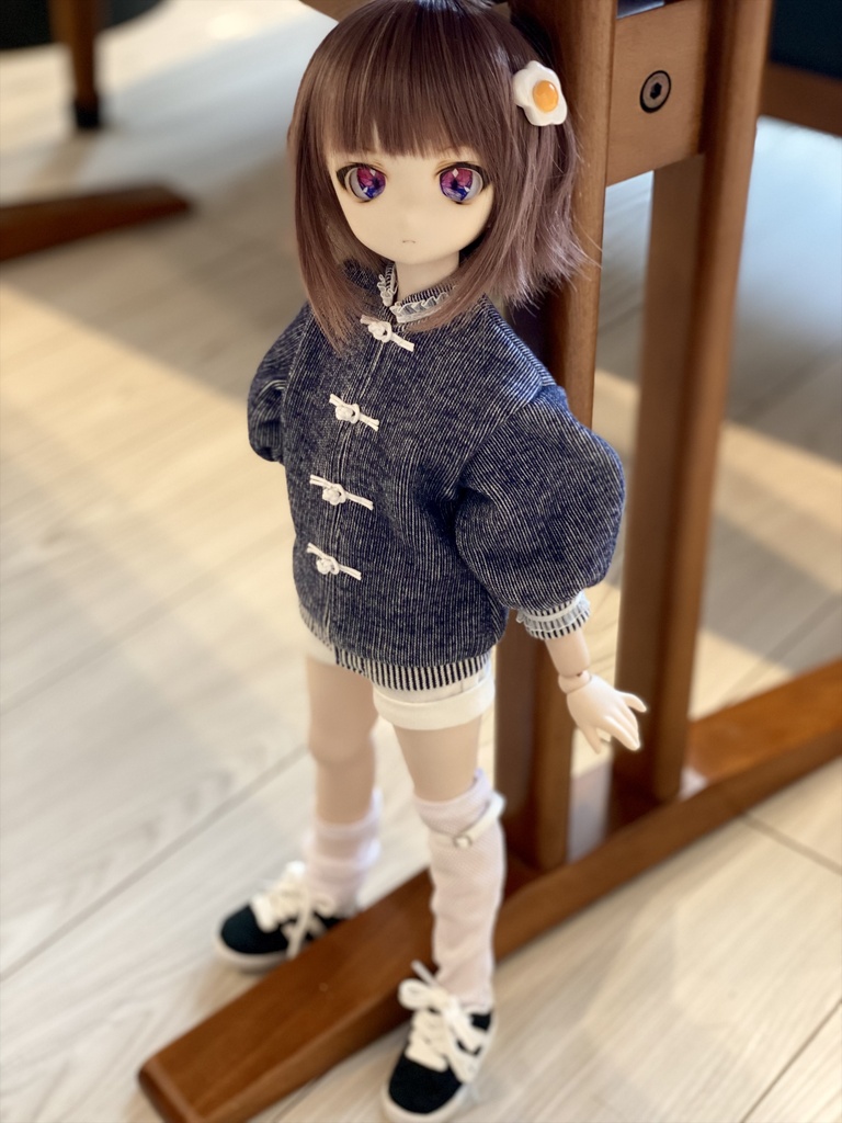 【デニム風ニット】チュニックチャイナセット【MDD/SDM】