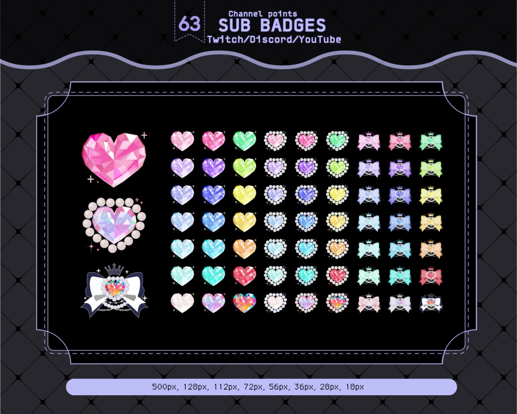 Sale Price【Twitch Badges】63 Heart Twitch Sub Badge | Bit Badges | Twitch Sub Badges | Channel Point Icons | Discord Roles | Twitch, YouTube, Discord │ Emote