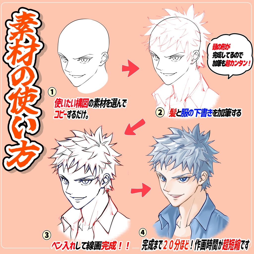 【商用利用OK】ワイルド系お兄さんの顔アングル素材「全137構図」