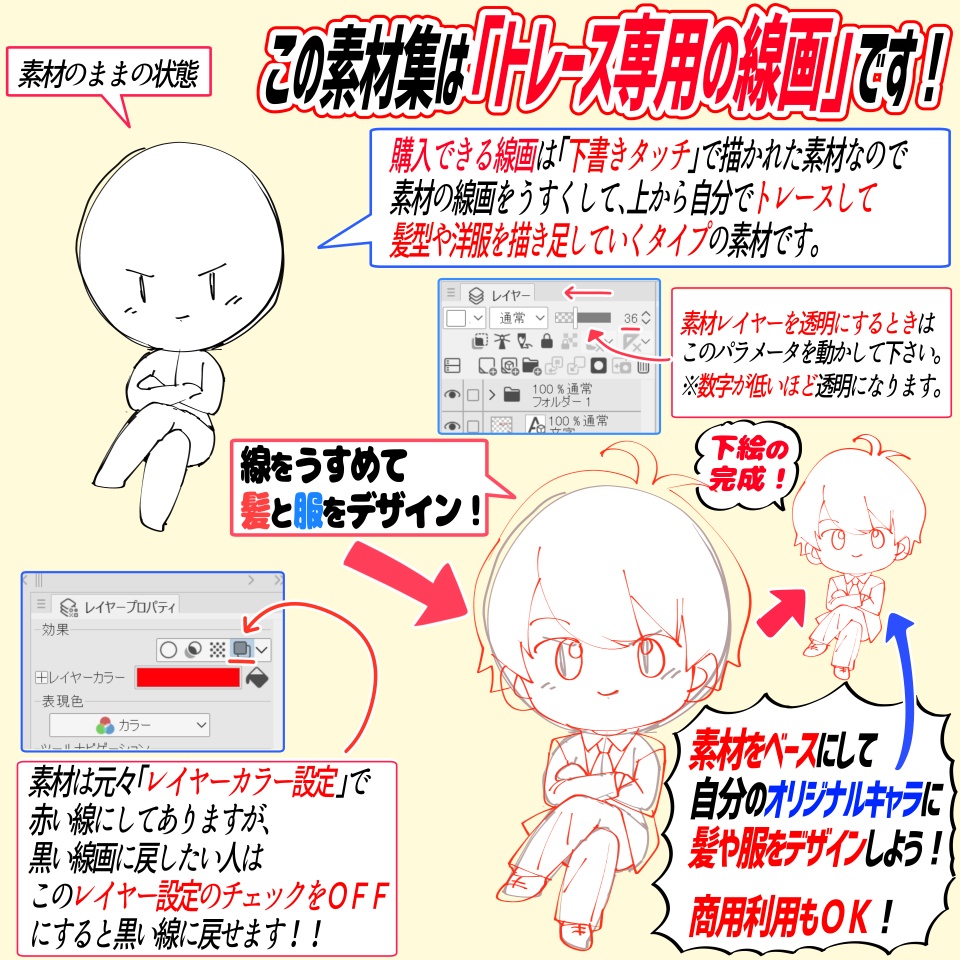 【商用利用OK】ちびキャラの1枚絵ポーズ素材集「全186種ポーズ」