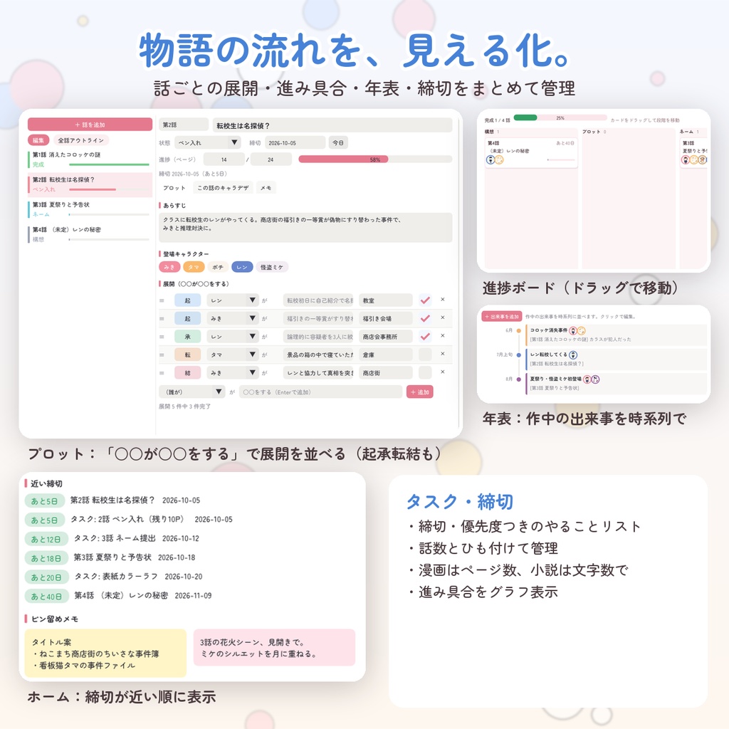 Story Atelier|キャラ・プロット・設定をまとめて管理する創作ノート【Windows/インストーラ版・ポータブル版 同梱】