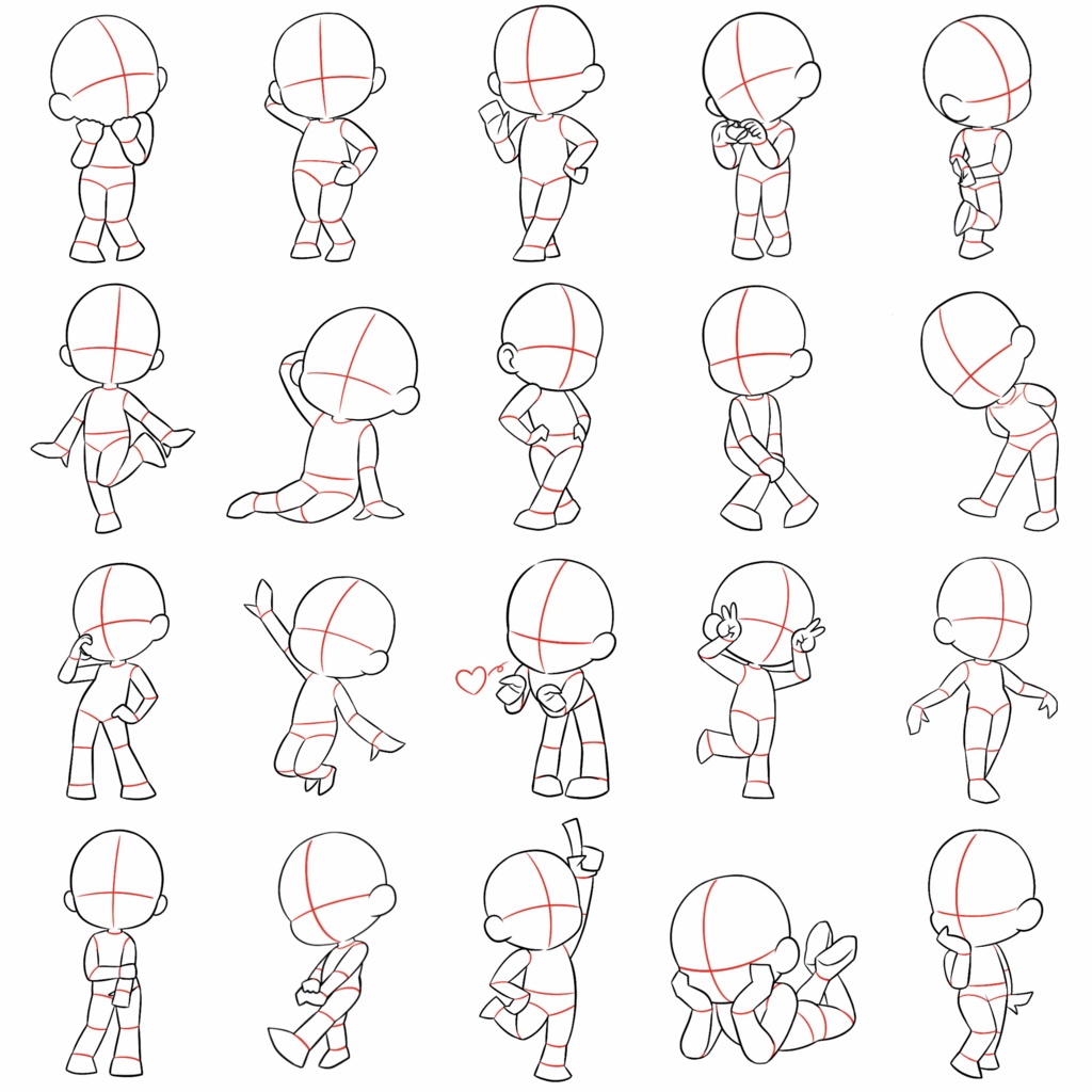 【商用利用OK】ミニキャラトレス素材【可愛いポーズ20種】