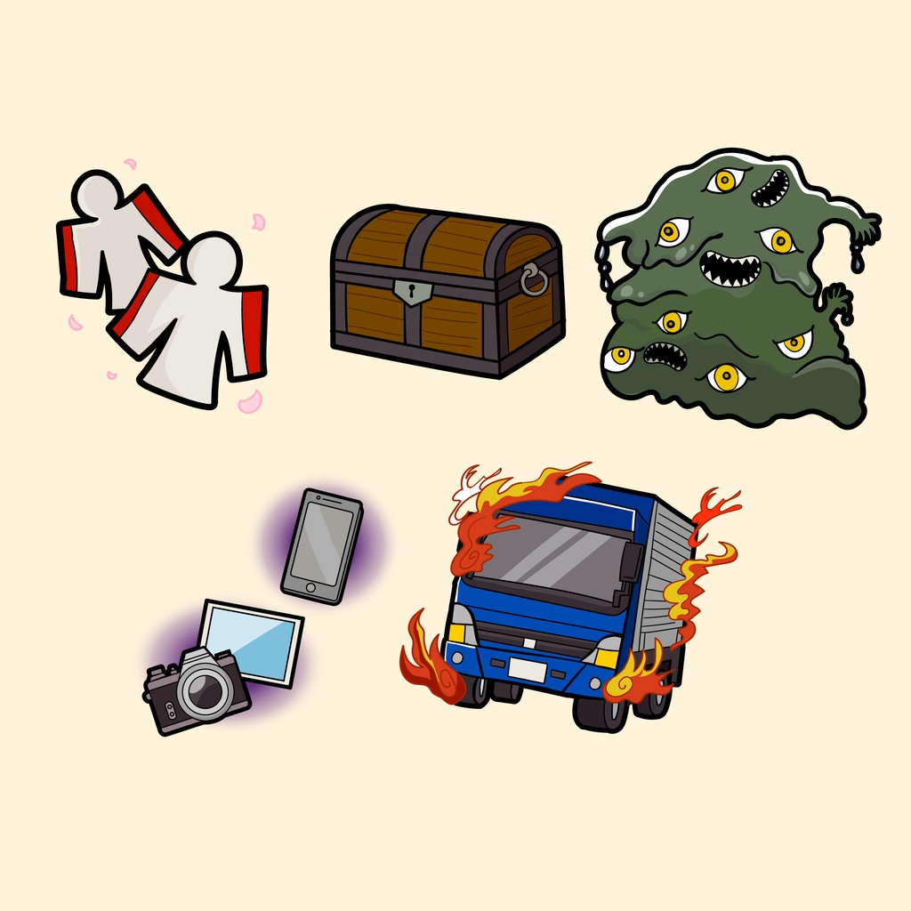 【エモクロアTRPG】怪異イラスト素材セット 19種(差分付き)