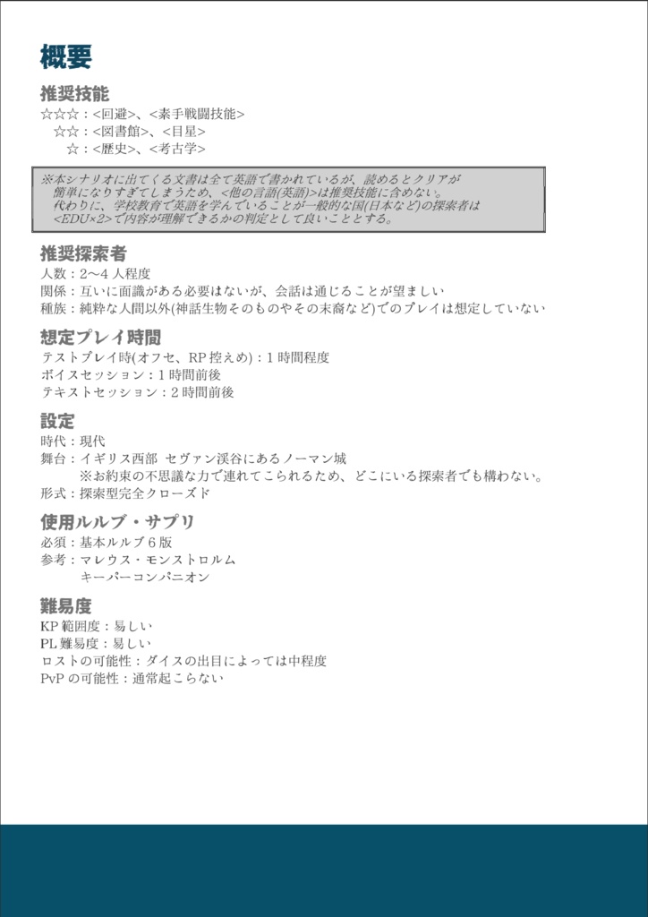 『蛇の城』コピー本 CoC6版シナリオ