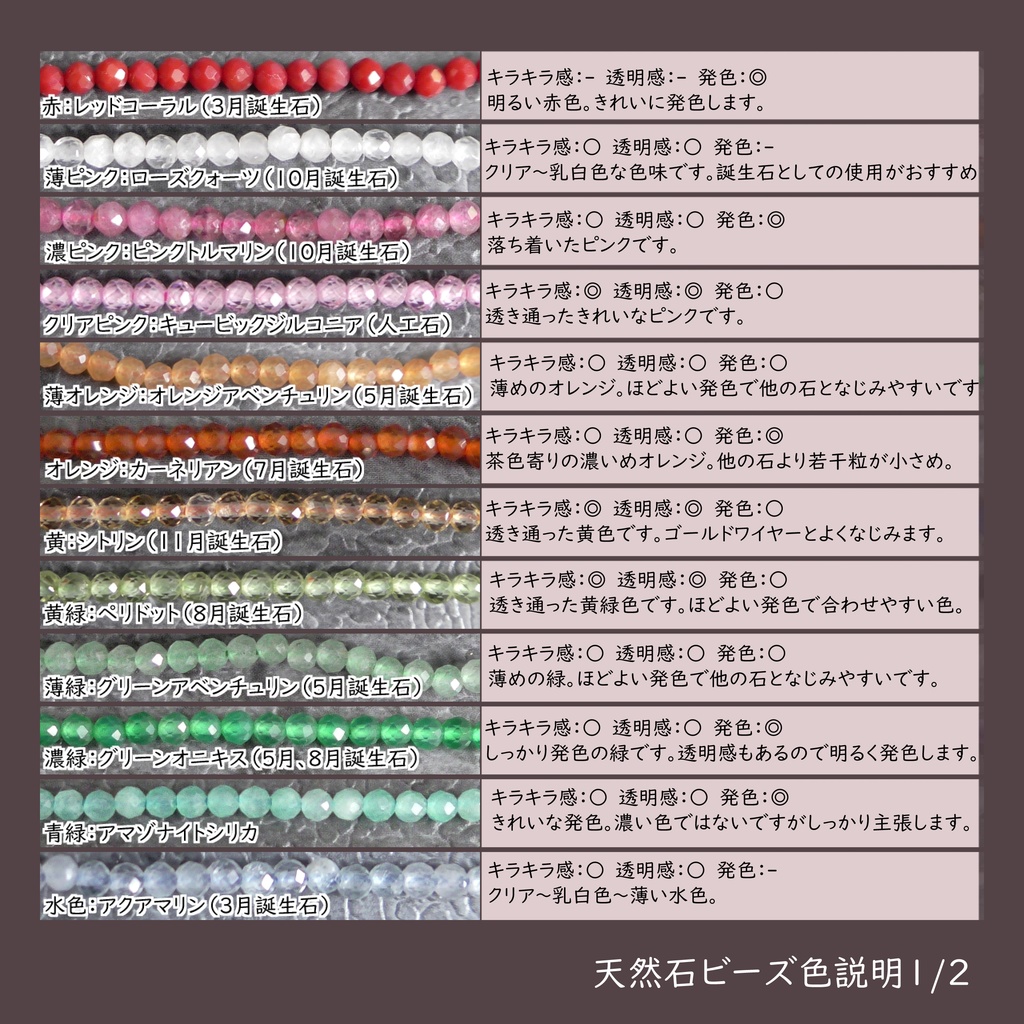 【24色から2色選べる】バイカラー天然石ビーズのダブルワイヤーリング