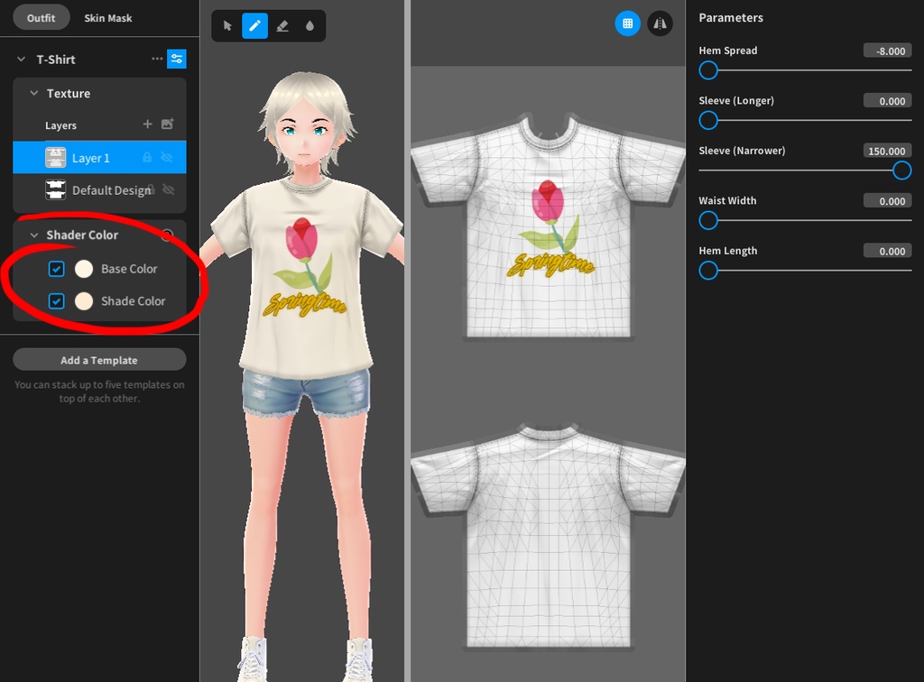 VROID: Cute Flower Kawaii TShirt - Any Color