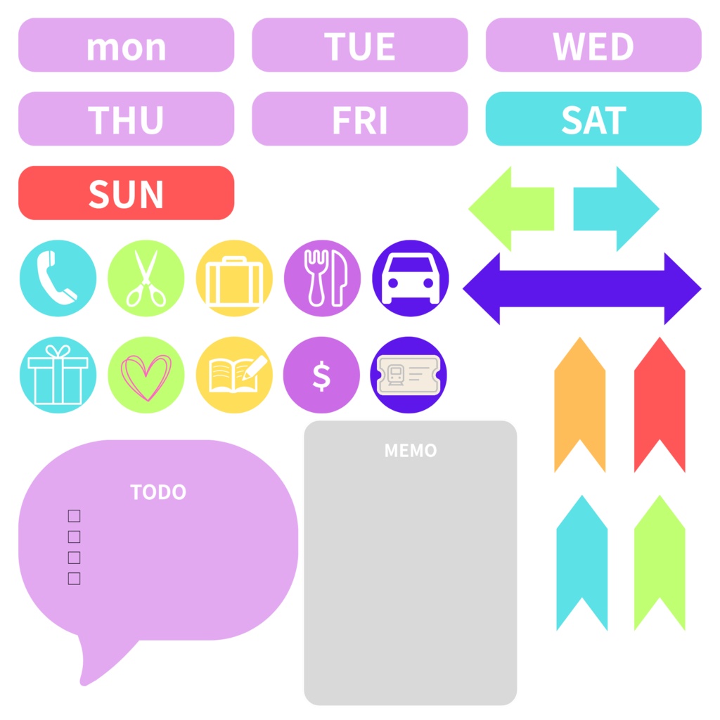 デジタルプランナーステッカーセット　シンプル