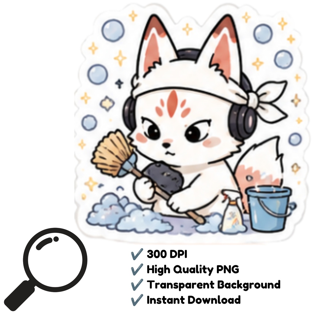 ADHD Brain Fox Stickers | Kawaii Mental Health Planner PNG (Digital Download)