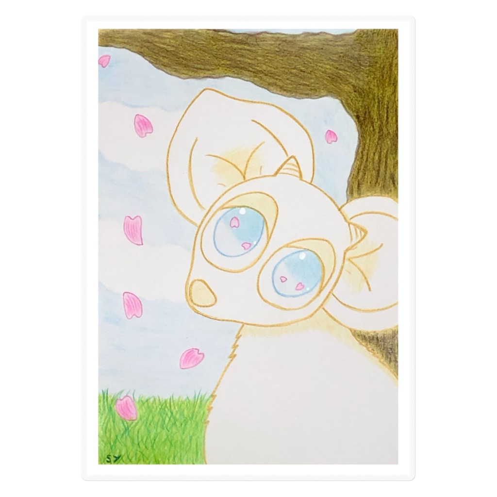 桜と白鹿ステッカー