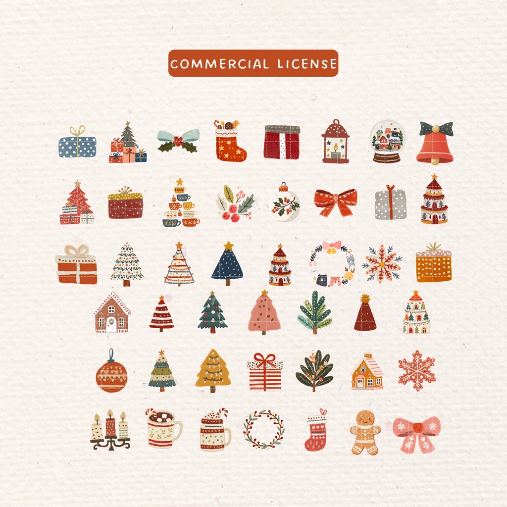 【商用利用OK】かわいいクリスマス クリップアート素材集🎄|71点 高画質PNGデータ|サンタ・ツリー・リースなどのイラスト素材