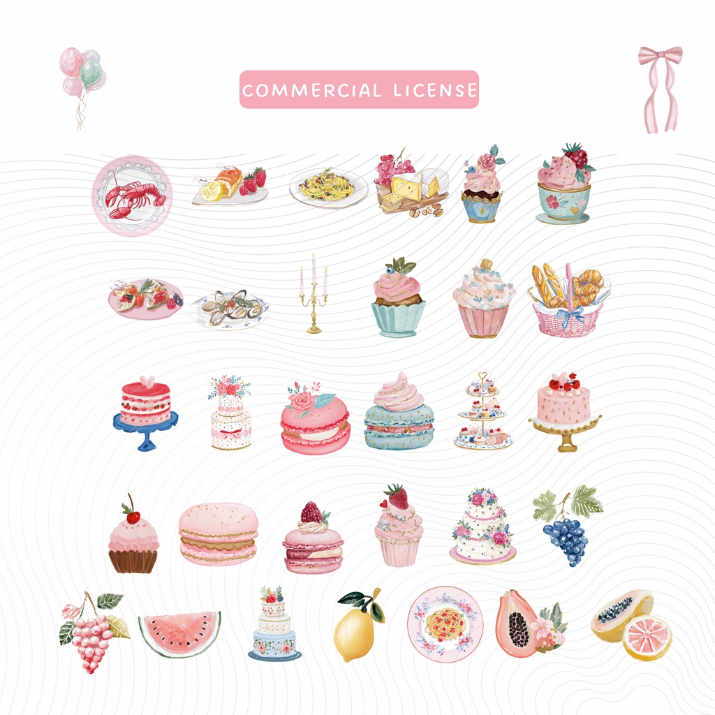 【商用利用OK】ロマンチック ガーデンウェディング 水彩クリップアート🌷|101点 PNGデータ|高画質イラスト素材集(花・リース・ケーキ・新郎新婦など)