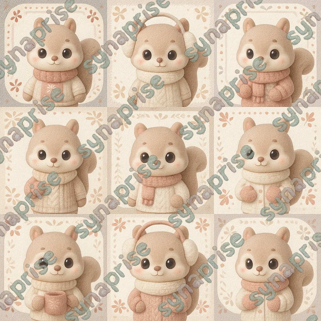 9種類の3D写真風どうぶつアイコン背景素材セット<リス>