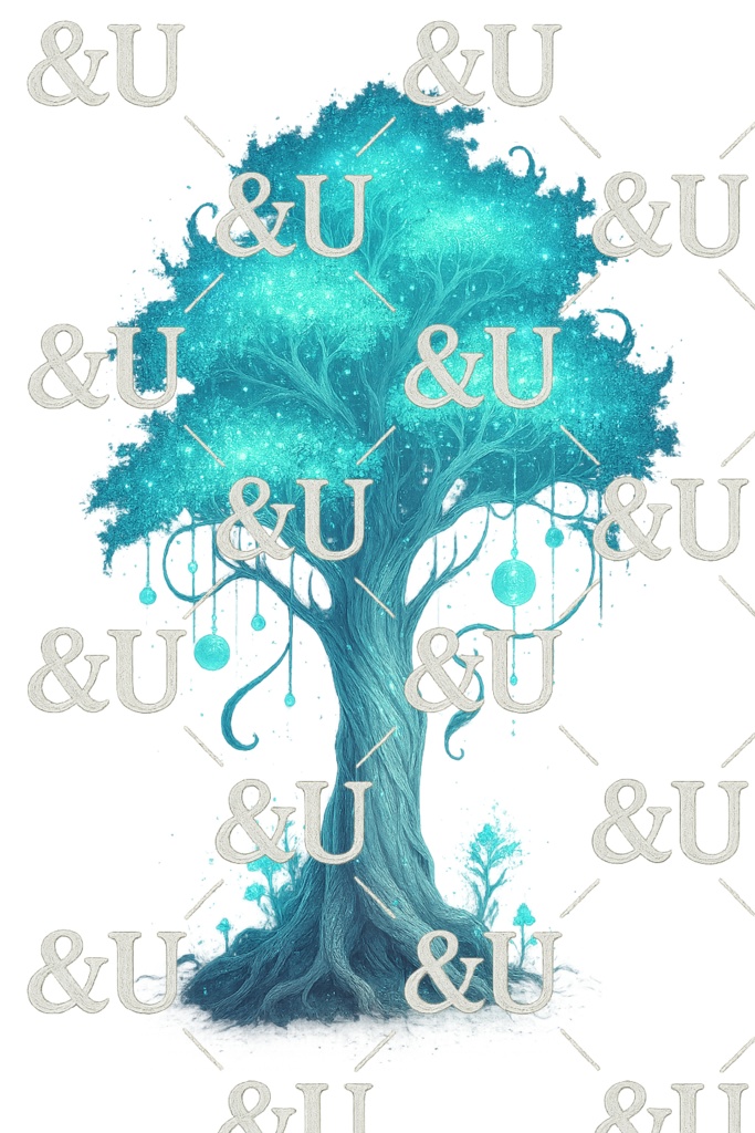 幻想的なツリー素材背景透過<ネオントルコブルー>