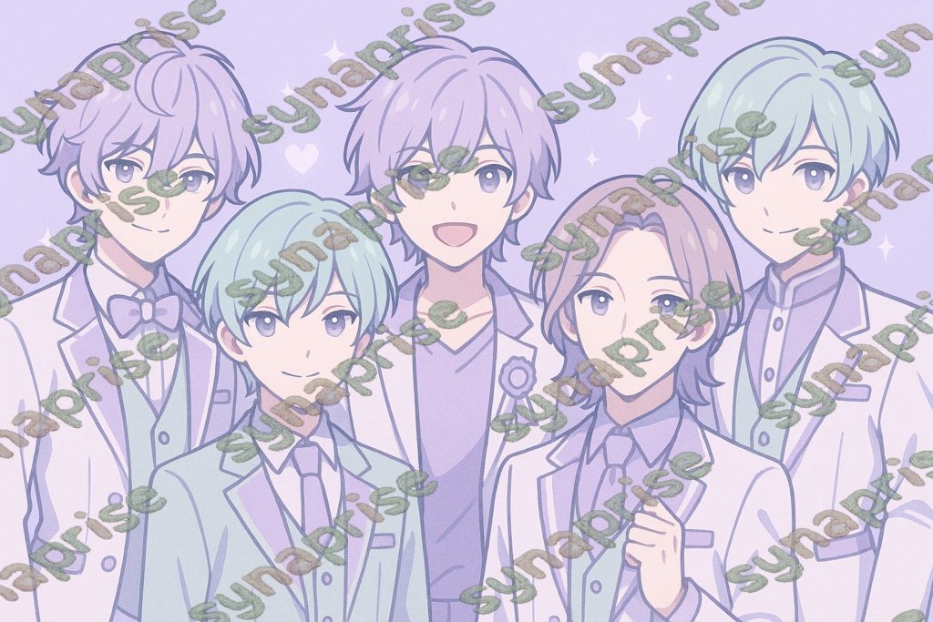 アイドルキャラクター5人組の背景セット<ラベンダー&ミント>