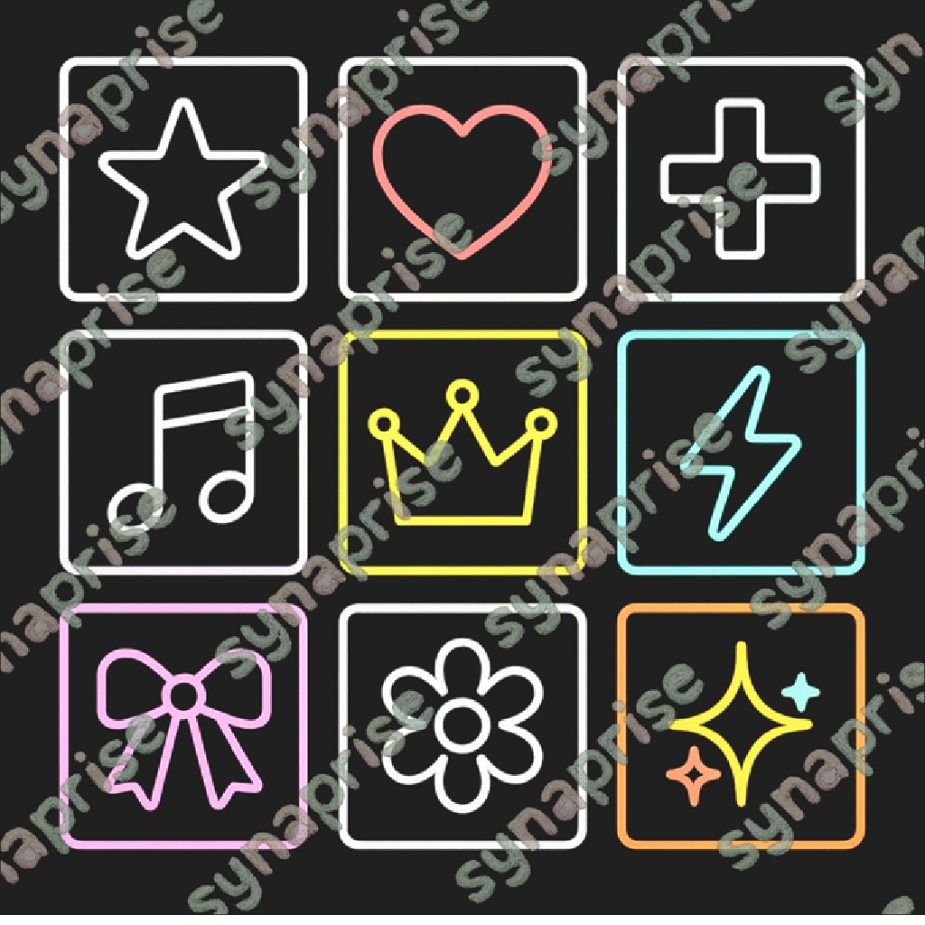 9種類のネオン管アイコン