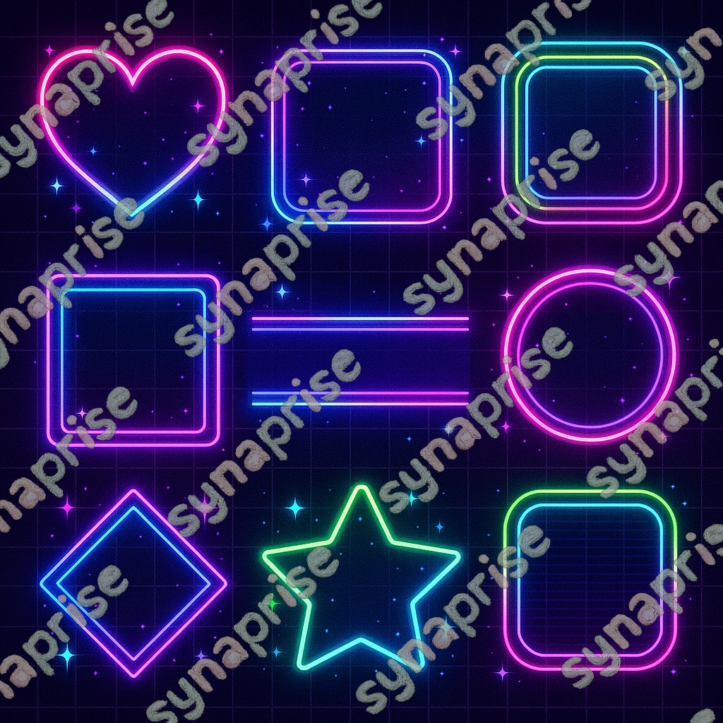 9種類のネオンフレームアイコン