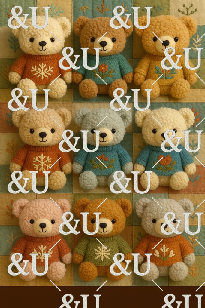 写真風ぬいぐるみ9種類アイコンセット<くま背景>