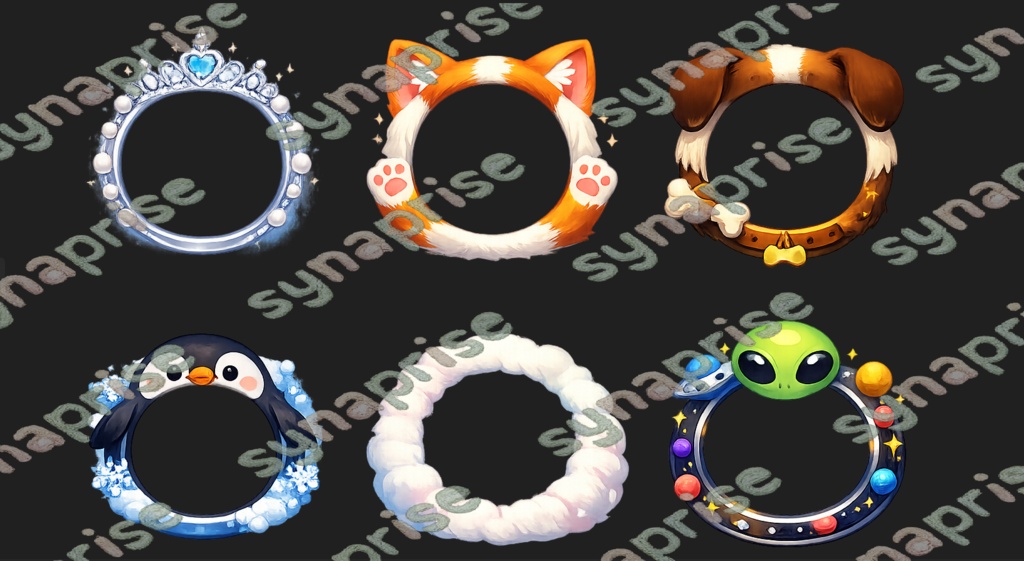 【NEW★】✨着せ替えアイコンリングセット👑🐱🐶🐧☁👽 quiet signal icon rings collection ※雨音アンビエント音源付き🎶
