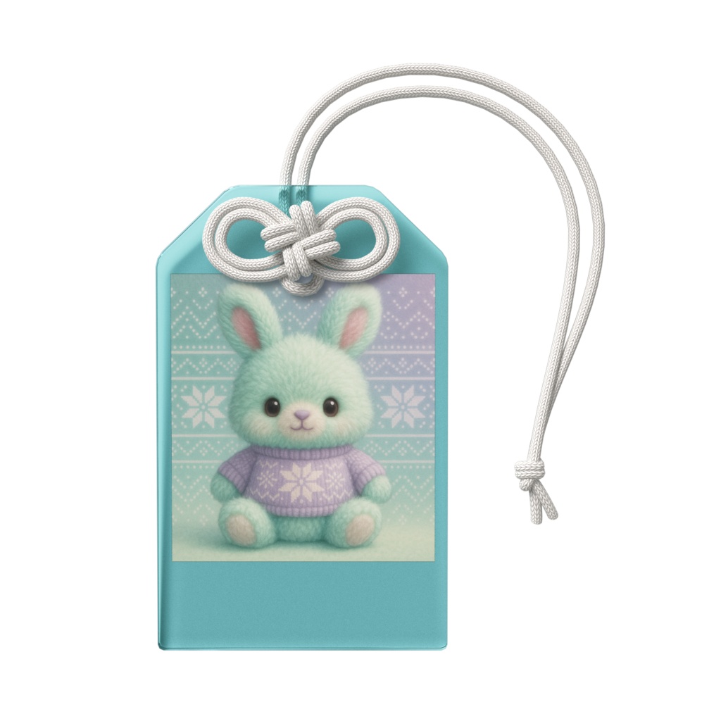 【NEW★】✨可愛いふわふわミント🐰ラビットアクリルお守り 50 × 80mm