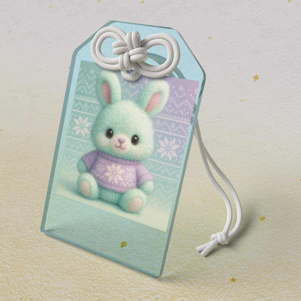 【NEW★】✨可愛いふわふわミント🐰ラビットアクリルお守り 50 × 80mm