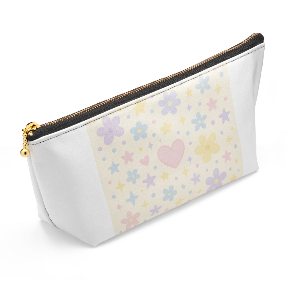 【NEW★】✨キュートな淡い色のやさしいポーチ 長さ21.5cm / 高さ10cm - ブラック