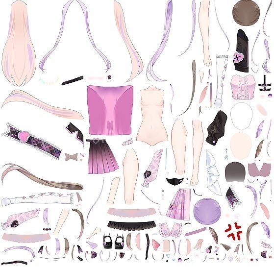 【VTS対応/汎用ボディ】NEKO IDOL 地雷系アイドル女の子【Live2D Model】