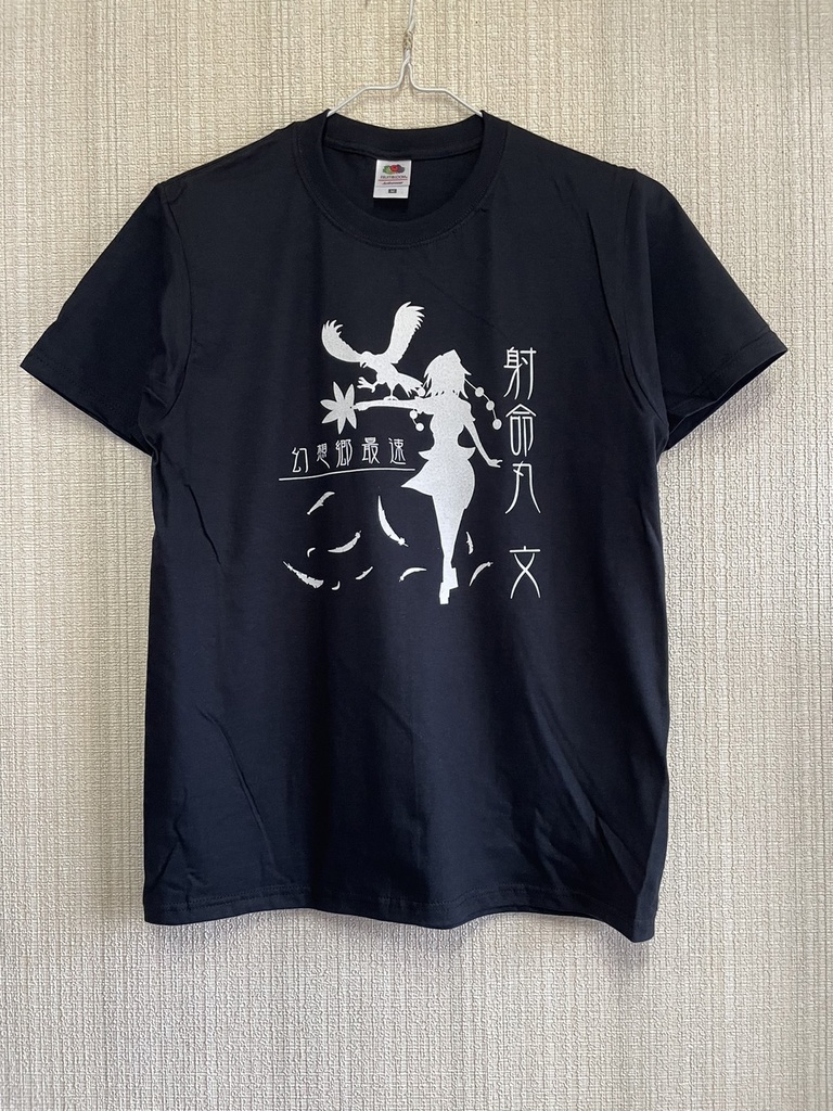 東方デザインＴシャツ　射命丸文　ブラック×ホワイト