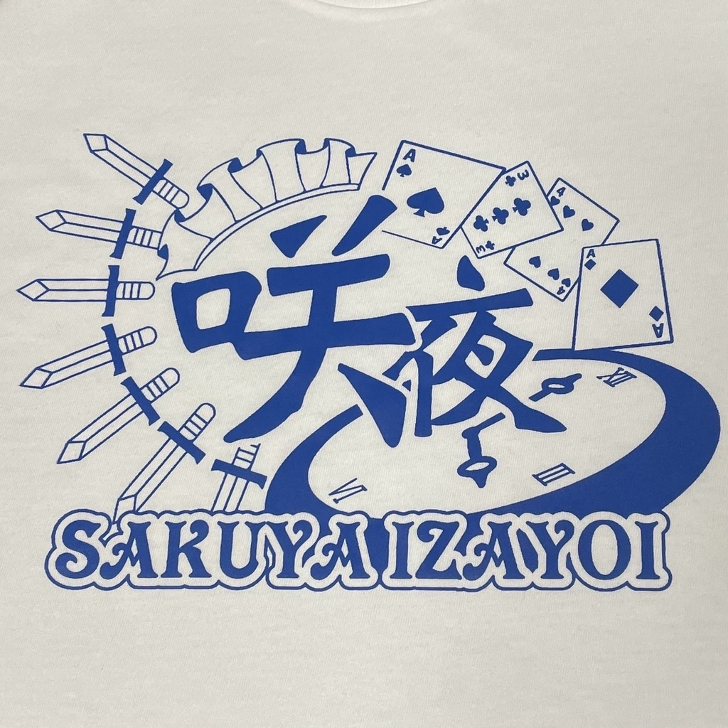 東方デザインTシャツ 十六夜咲夜 ホワイト×ブルー