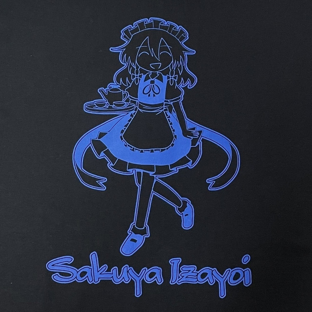 東方デザインTシャツ 十六夜咲夜 キャラクター ブラック×ブルー