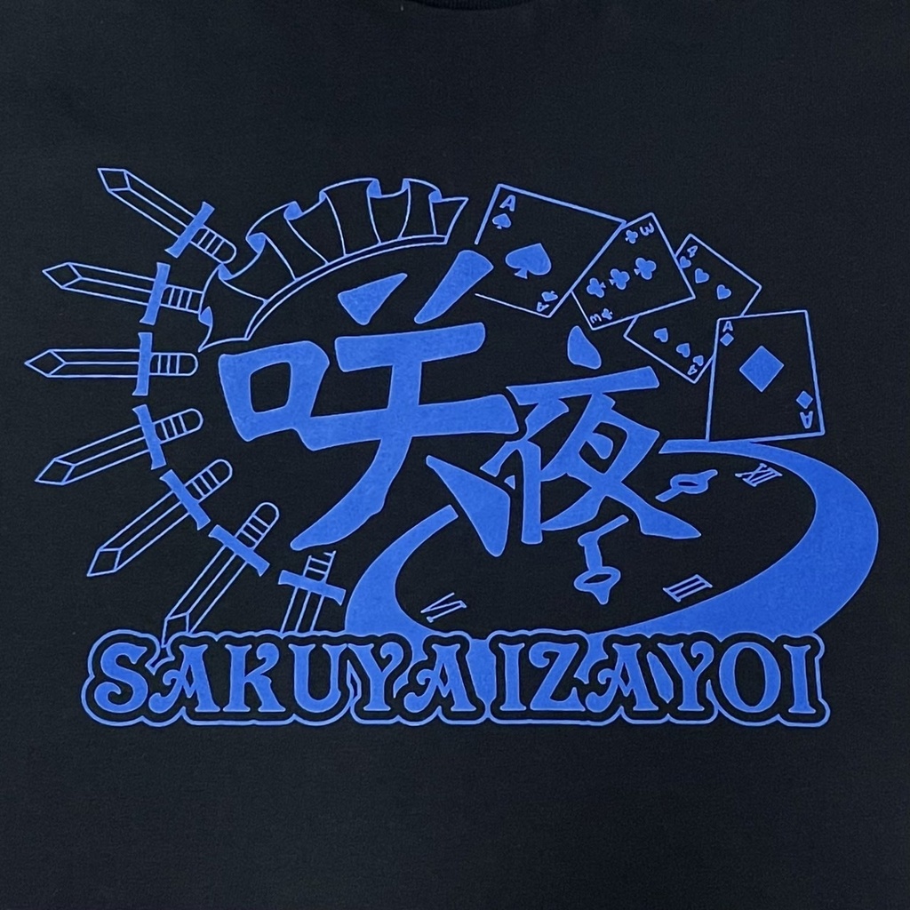東方デザインTシャツ 十六夜咲夜 ブラック×ブルー