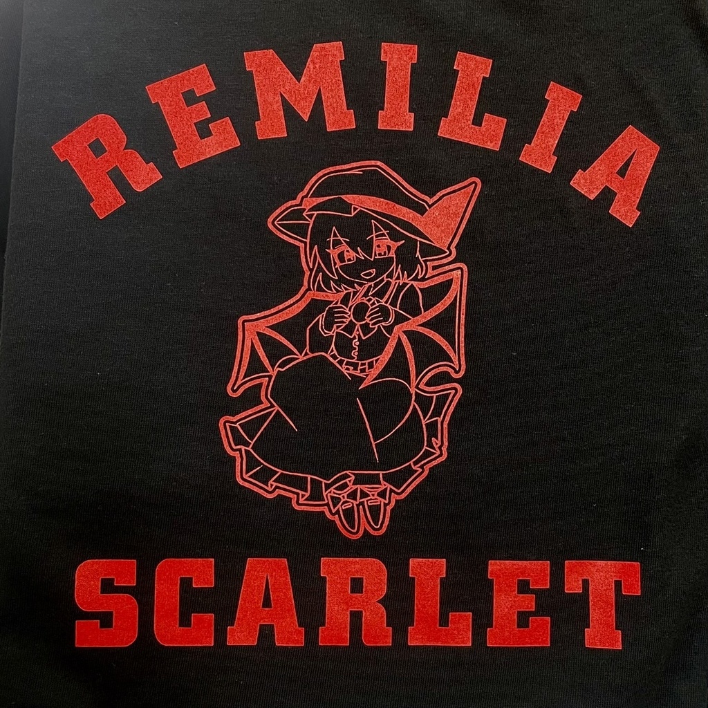 東方デザインTシャツ レミリア・スカーレット キャラクター 黒×赤