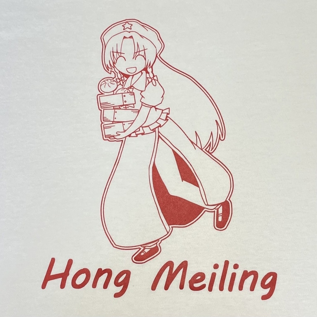 東方デザインTシャツ 紅美鈴 キャラクター ホワイト×レッド