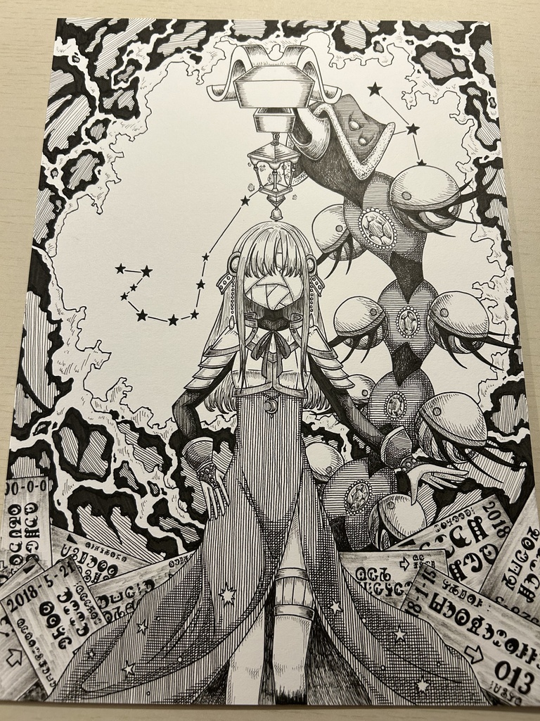 同人手書きアナログイラスト マギアレコード 七海やちよ A4原画