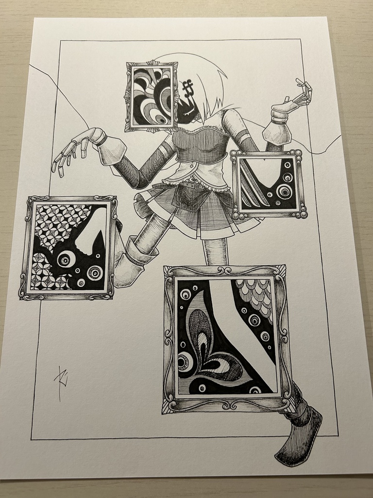同人手書きアナログイラスト まどマギ 美樹さやか A4原画