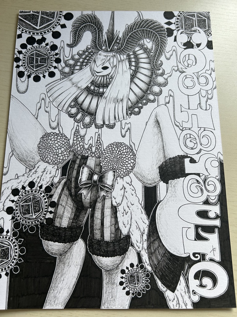 同人手書きアナログイラスト マギアレコード アリナ・イヴ ゼンタングルアート A4原画