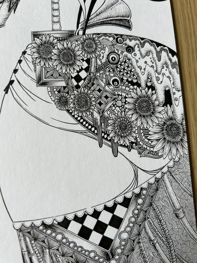 同人手書きアナログイラスト まどマギ くるみ割りの魔女 ゼンタングルアート A4原画