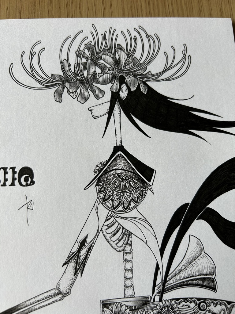 同人手書きアナログイラスト まどマギ くるみ割りの魔女 ゼンタングルアート A4原画