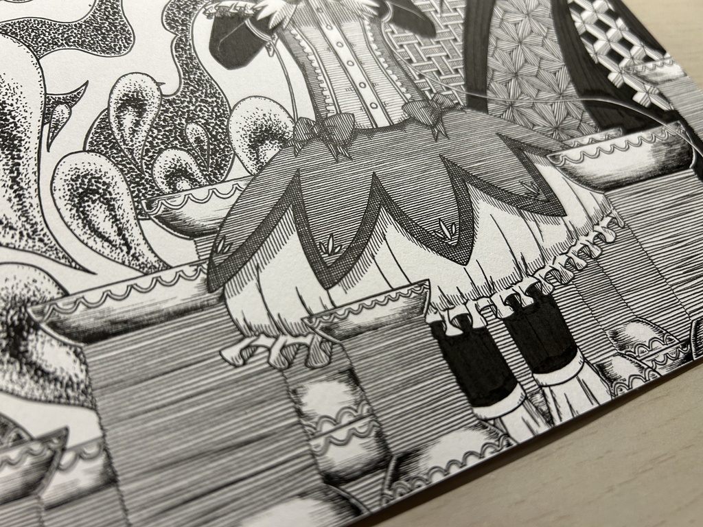 同人手書きアナログイラスト まどマギ 鹿目まどか ゼンタングルアート A4原画