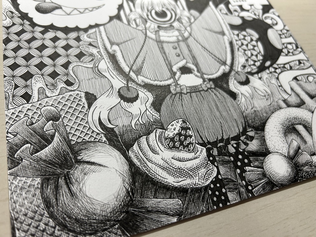 同人手書きアナログイラスト まどマギ 百江なぎさ ゼンタングルアート A4原画