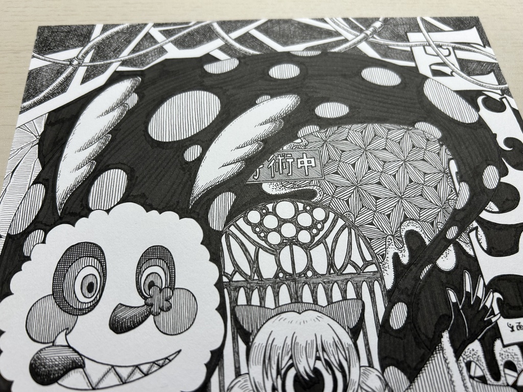 同人手書きアナログイラスト まどマギ 百江なぎさ ゼンタングルアート A4原画