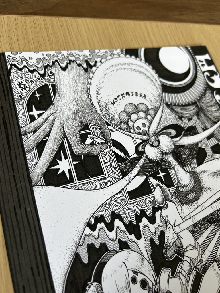 同人手書きアナログイラスト まどマギ 巴マミ おめかしの魔女 ゼンタングルアート A4原画