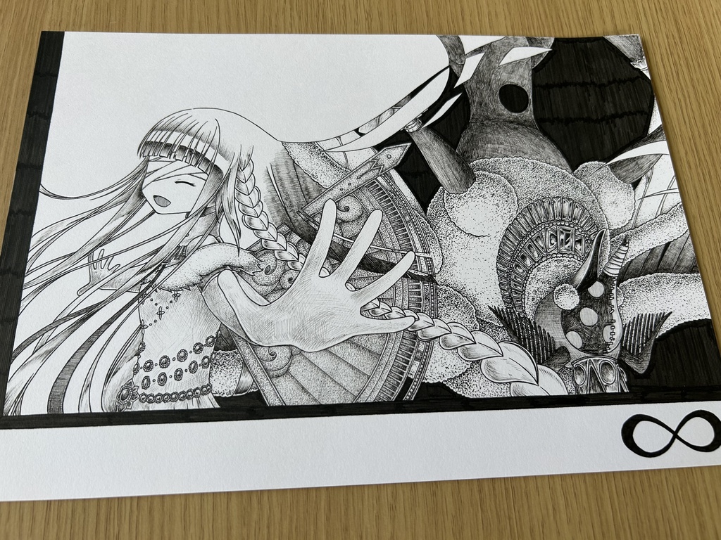 同人手書きアナログイラスト マギアレコード インフィニットいろは 沈黙のドッペル A4原画