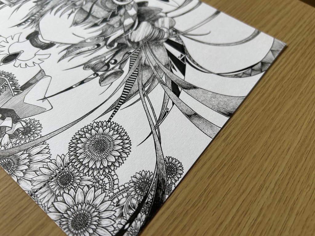 同人手書きアナログイラスト まどマギ 鹿目まどか ゼンタングルアート A4原画