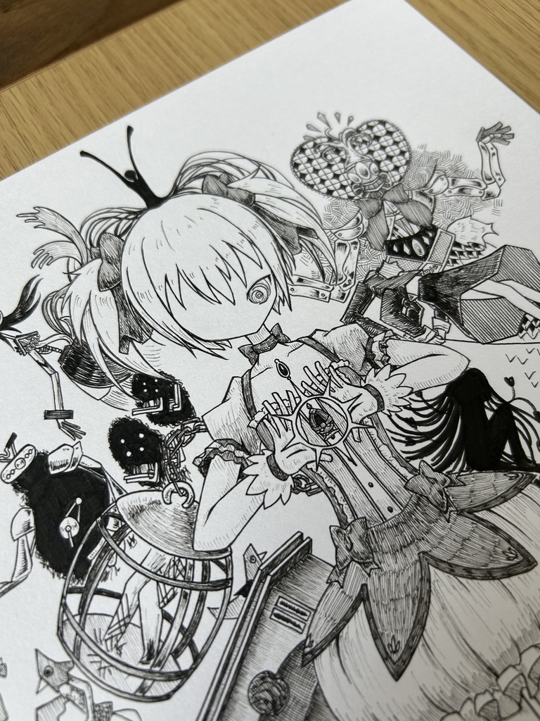 同人手書きアナログイラスト まどマギ 鹿目まどか 魔女 A4原画