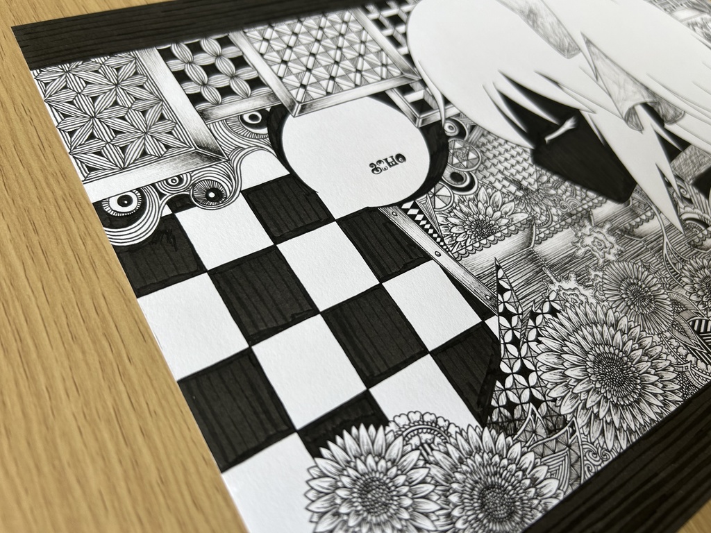 同人手書きアナログイラスト まどマギ アルティメットまどか ゼンタングルアート A4原画