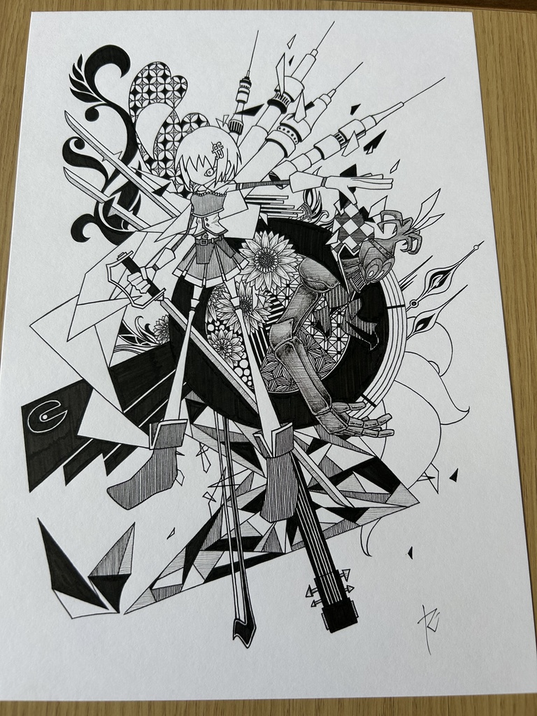 同人手書きアナログイラスト まどマギ 美樹さやか 人魚の魔女 A4原画