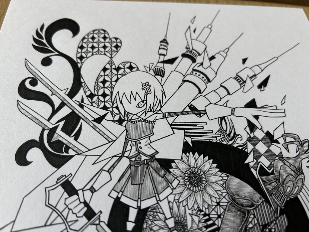 同人手書きアナログイラスト まどマギ 美樹さやか 人魚の魔女 A4原画