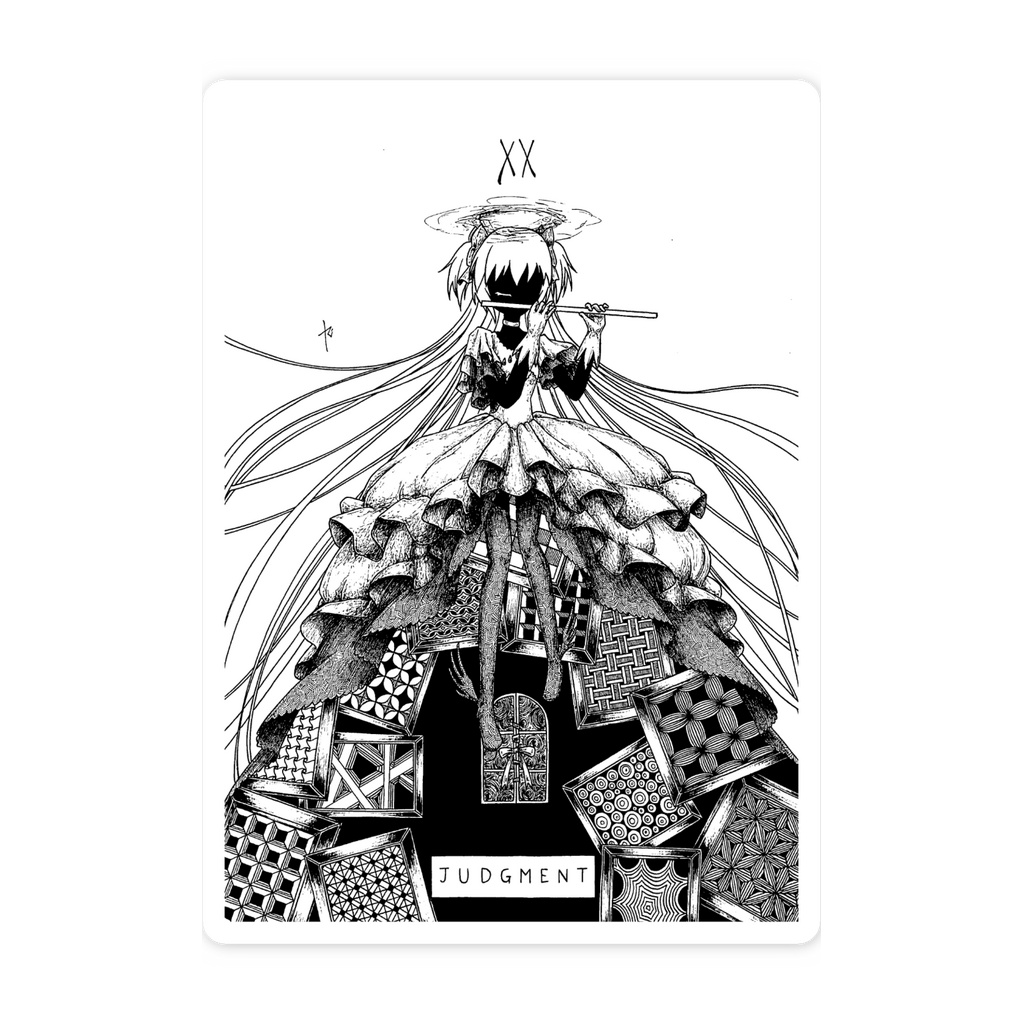 同人手書きアナログイラスト まどマギ アルティメットまどか ゼンタングルアート スマホステッカー